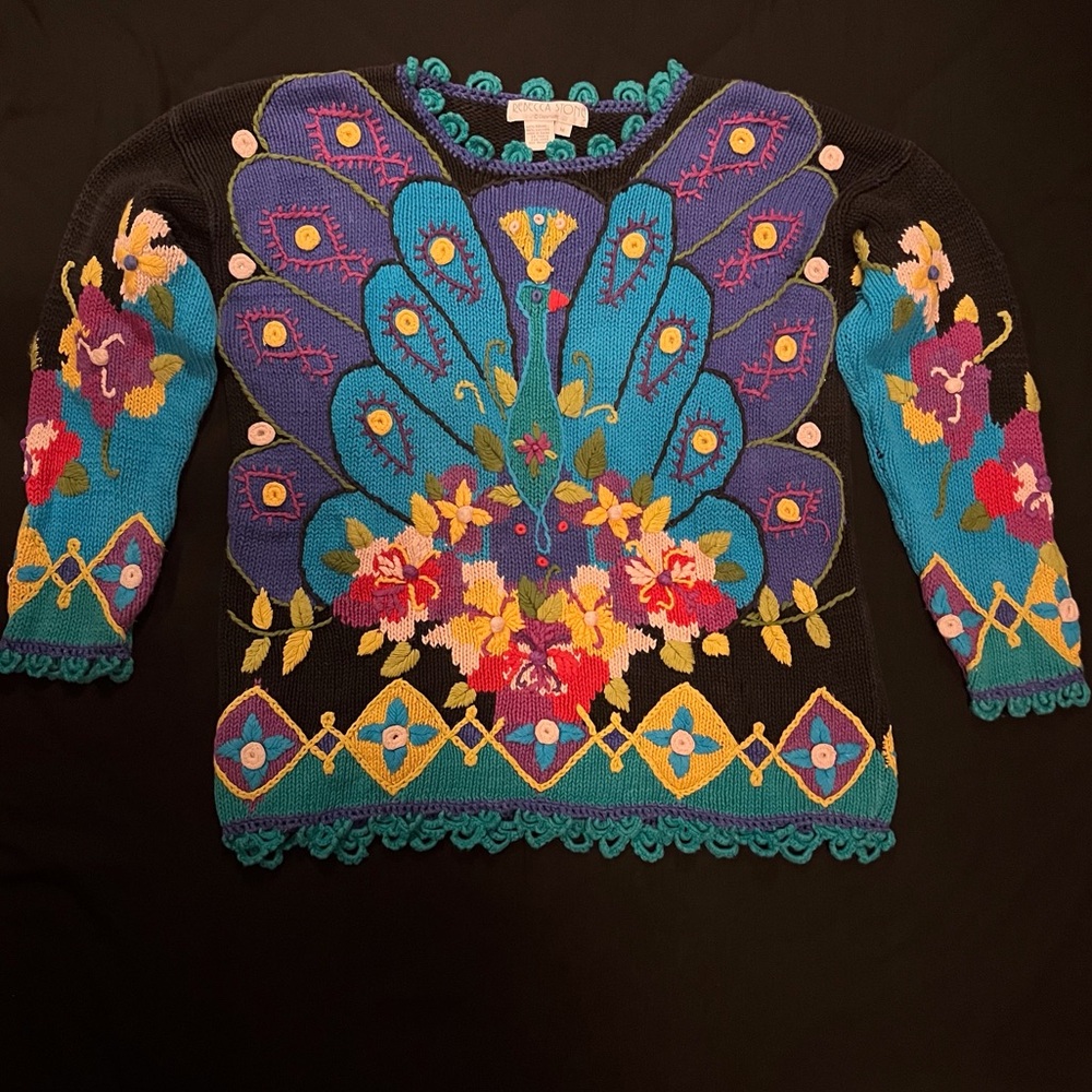 Colorful peacock sweater